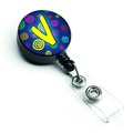 Carolines Treasures Letter V Initial Monogram Blue Swirls Retractable Badge Reel CJ1011-VBR